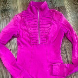 lululemon run your heart out pullover PARIS PINK 4 3/4 zip